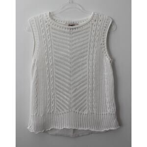 Chevignon Womens White Top Crochet Size M Pre-Owned